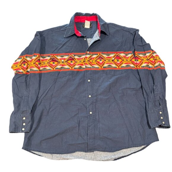 Rustler Pearl Snap‎ 90s Shirt Large Multi Color Western Wrangler Yellowstone |S1 - Picture 1 of 5